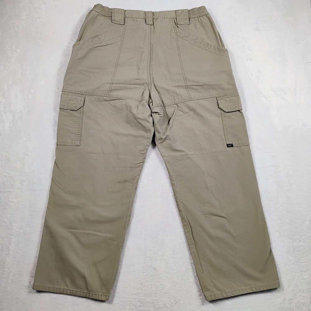 5.11 Tactical Mens Cargo Pants 36X30 (36x28) Beige Canvas Cargo Elastic Waist - Picture 4 of 8
